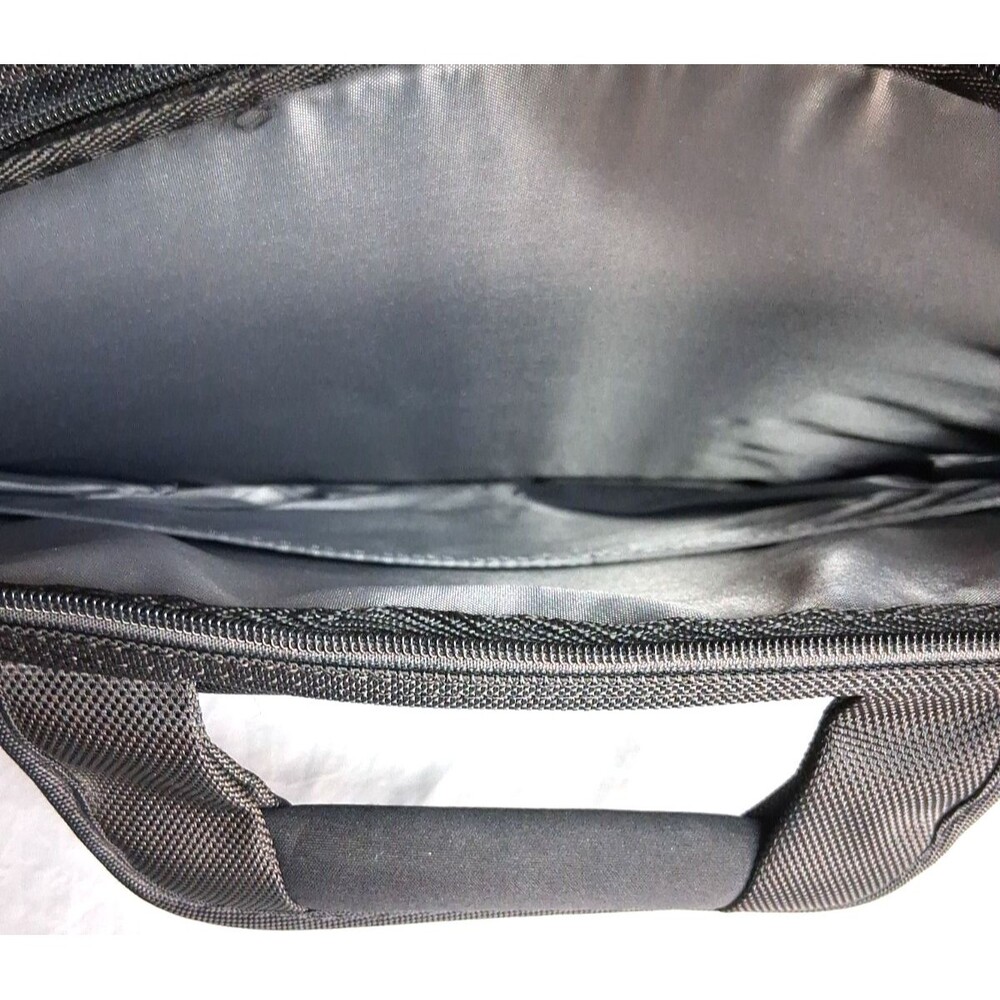 Dell Computers Black Canvas Laptop Messenger Zip Bag With Shoulder Strap Padded - Picture 5 of 8